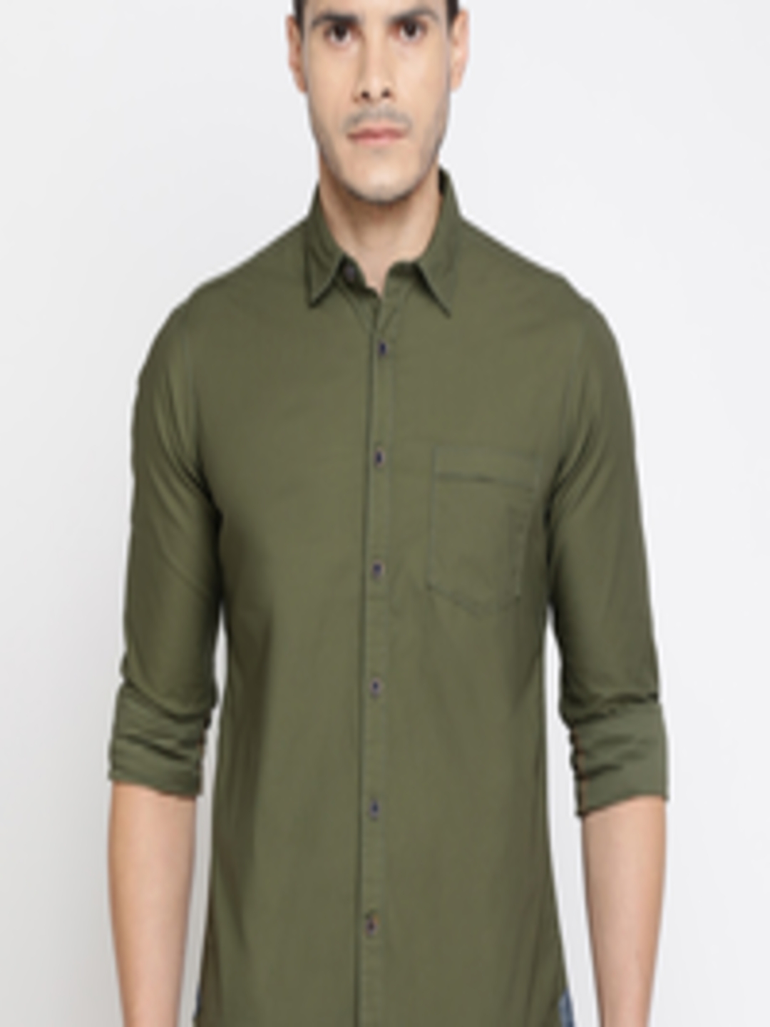 Buy Pepe Jeans Men Olive Green Regular Fit Solid Casual Shirt - Shirts ...