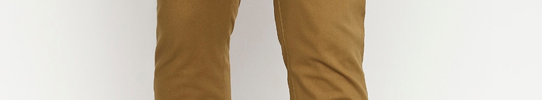 Buy Basics Men Khaki Brown Tapered Fit Solid Regular Trousers ...