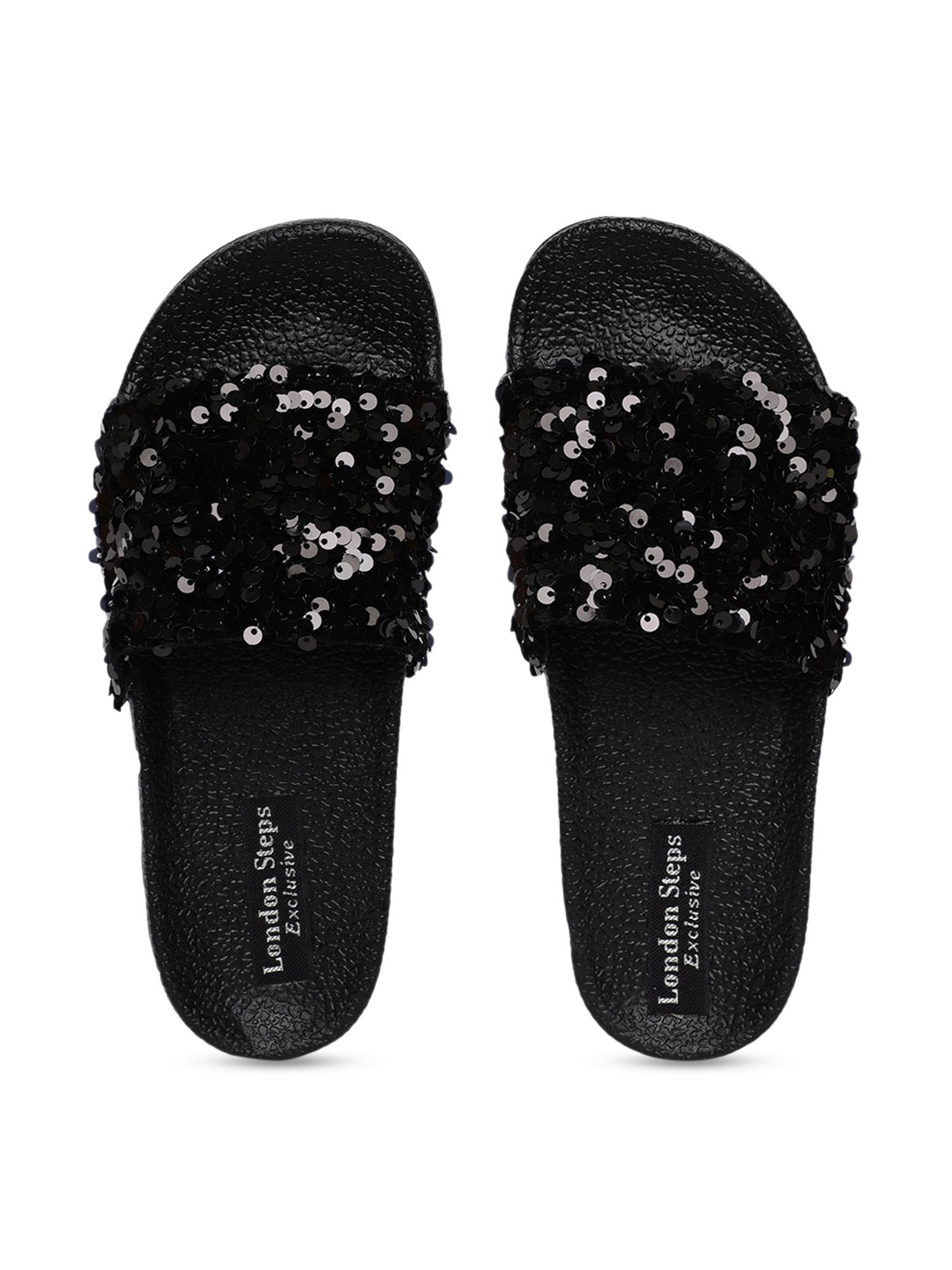 black embellished sliders