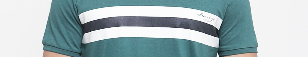 Buy Allen Cooper Men Green Striped Round Neck T Shirt - Tshirts for Men ...