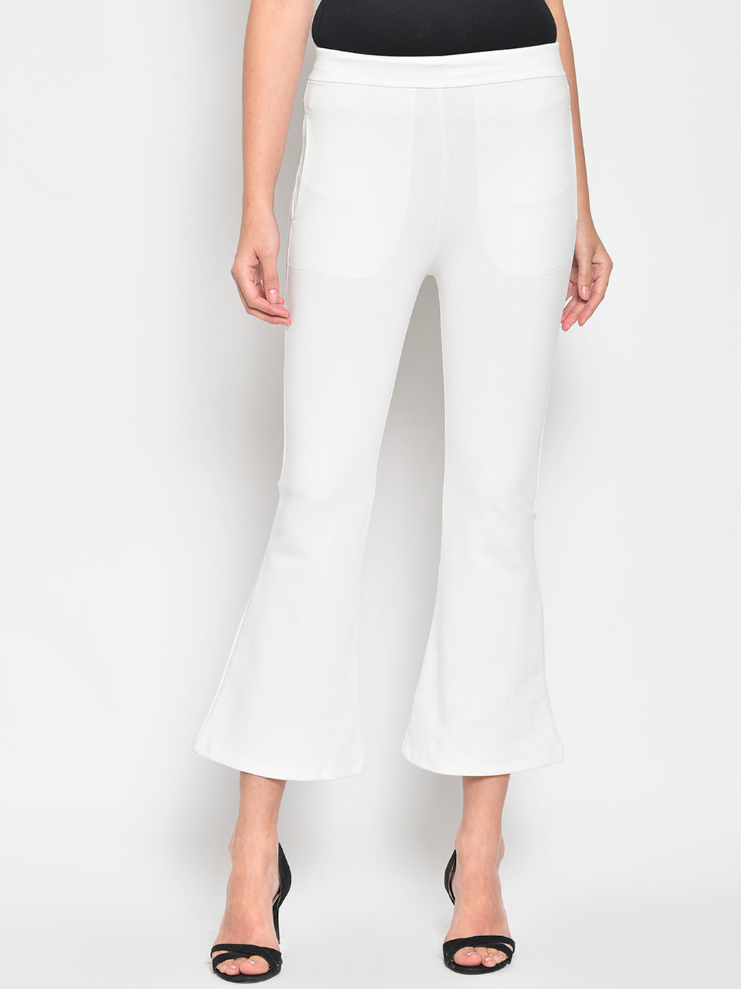 Buy Hapuka Women White Solid Slim Fit Bell Bottom Jegging Jeggings