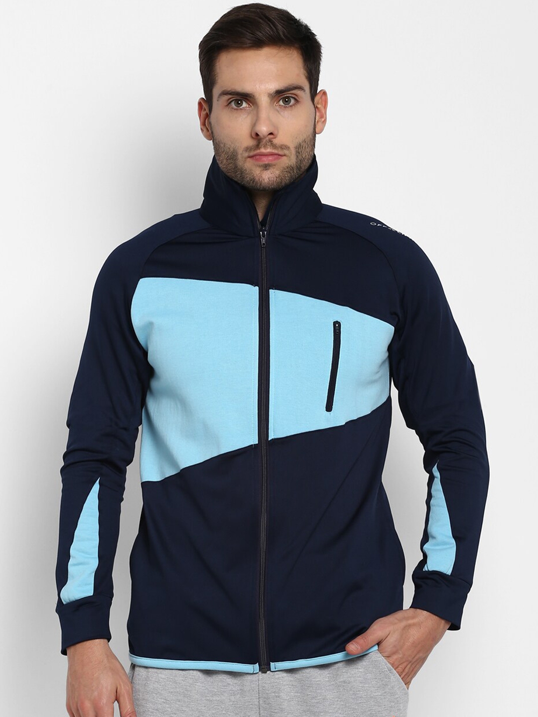 Buy OFF LIMITS Men Navy Blue Colourblocked Sporty Jacket - Jackets for ...