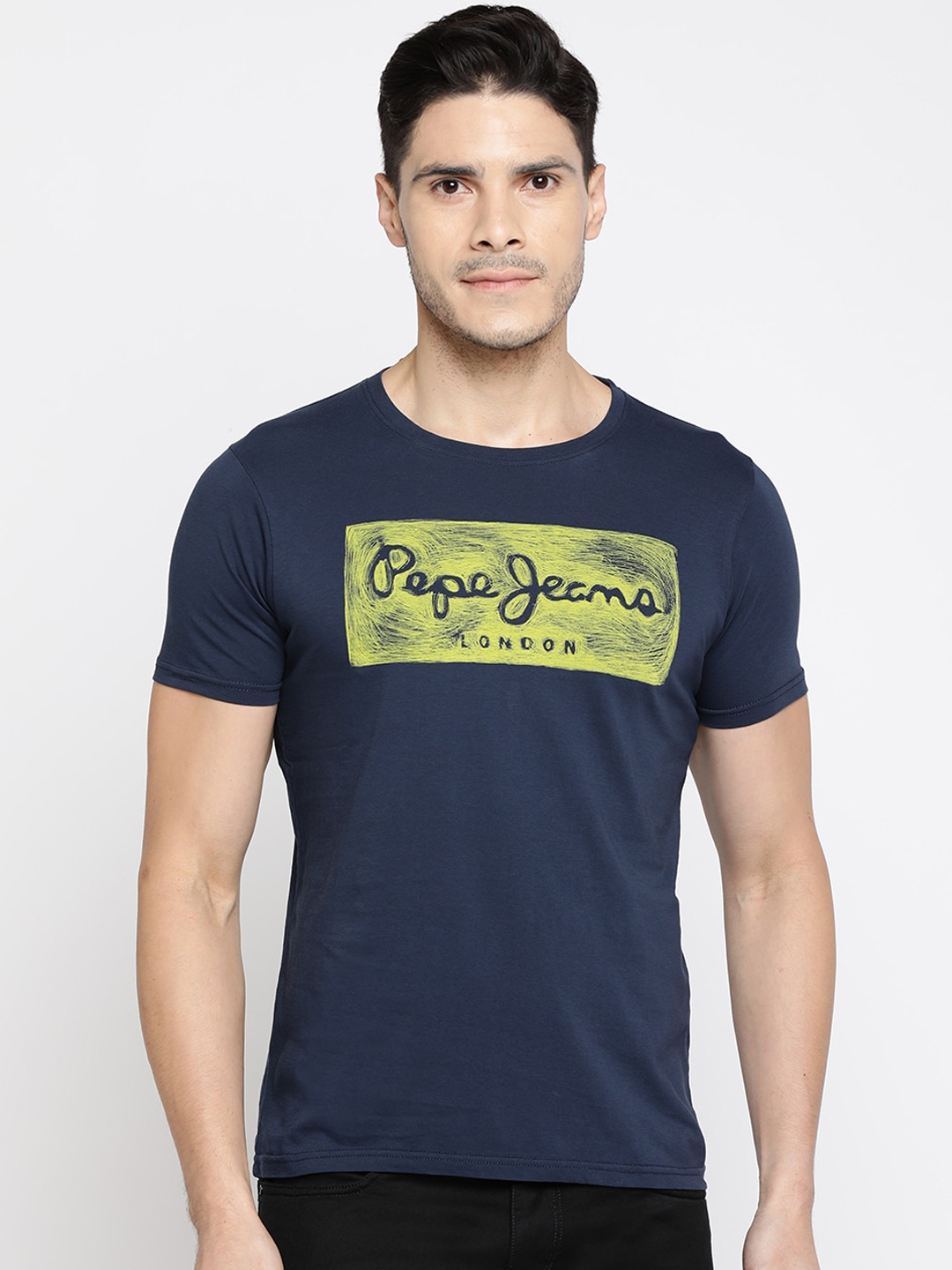 Buy Pepe Jeans Men Blue Printed Round Neck T Shirt - Tshirts for Men ...