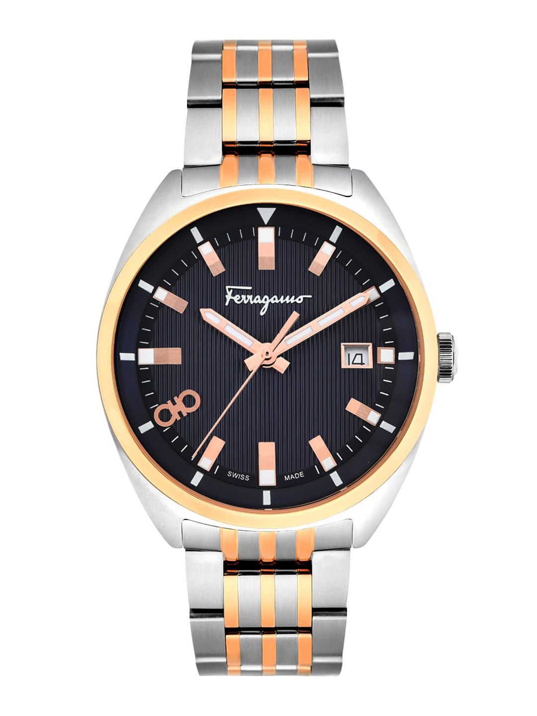 Buy Salvatore Ferragamo Men Rose Gold & Silver Toned Analogue Watch ...