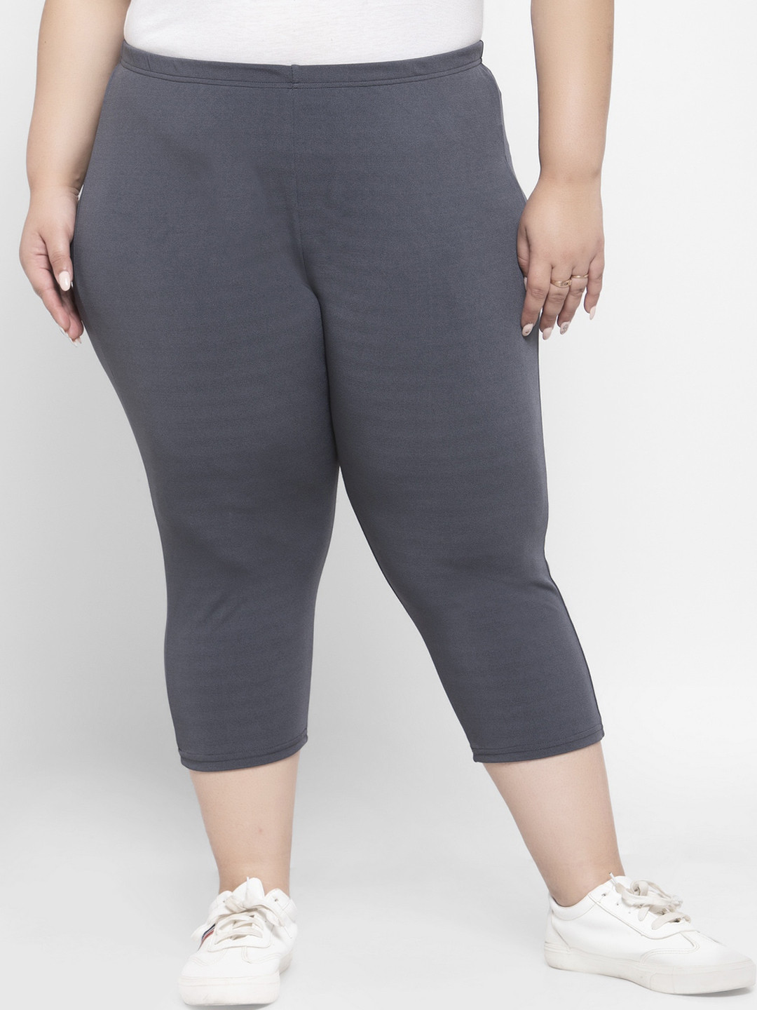 Buy PlusS Women Grey Solid Regular Fit Capris Capris for Women