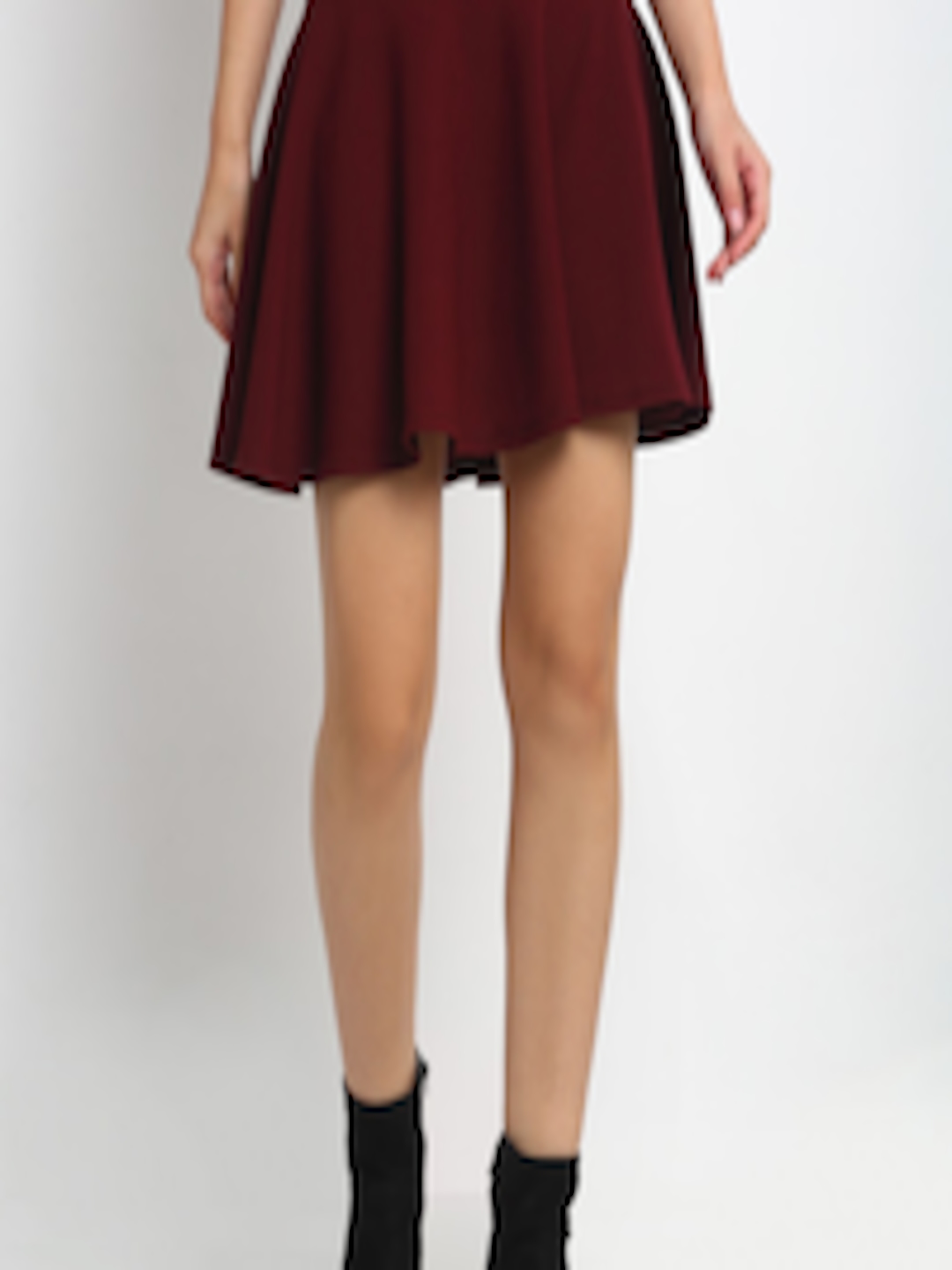 Buy NEUDIS Women Maroon Solid Flared Mini Skirt - Skirts for Women ...