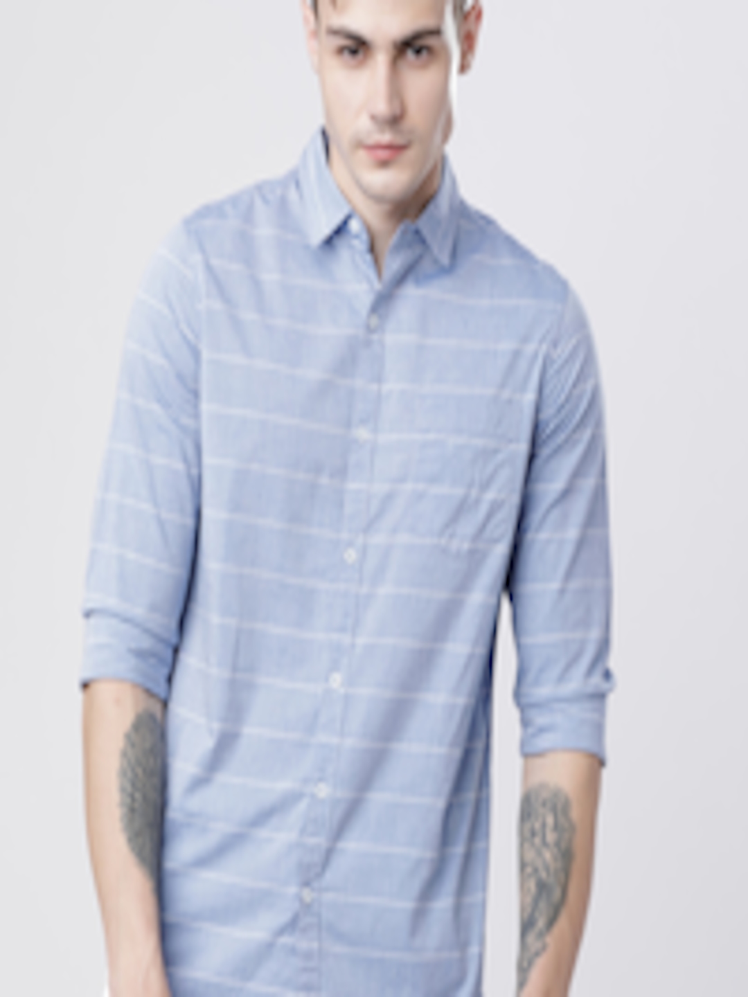 Buy HIGHLANDER Men Blue Slim Fit Striped Casual Shirt - Shirts for Men ...