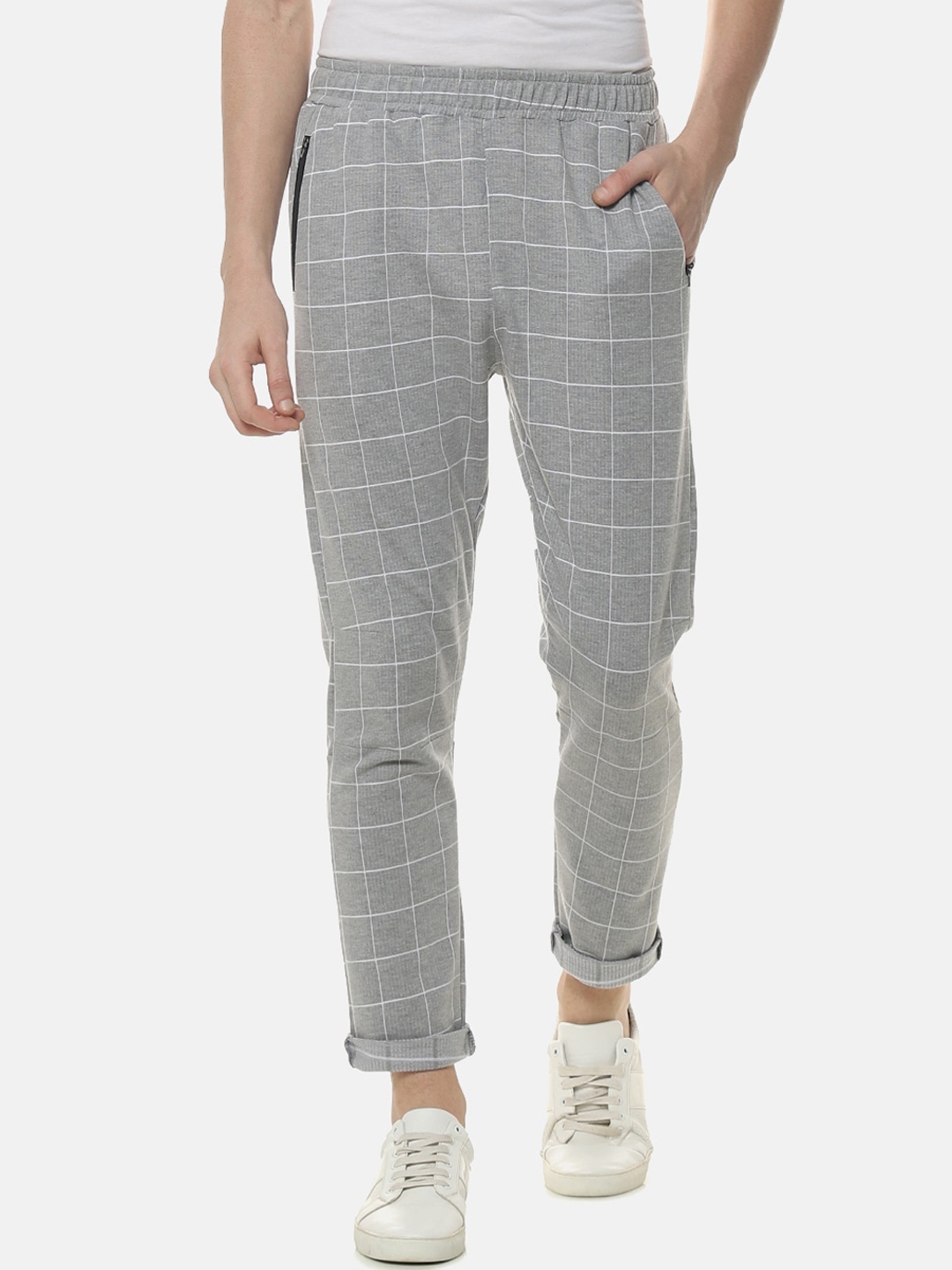checked track pants