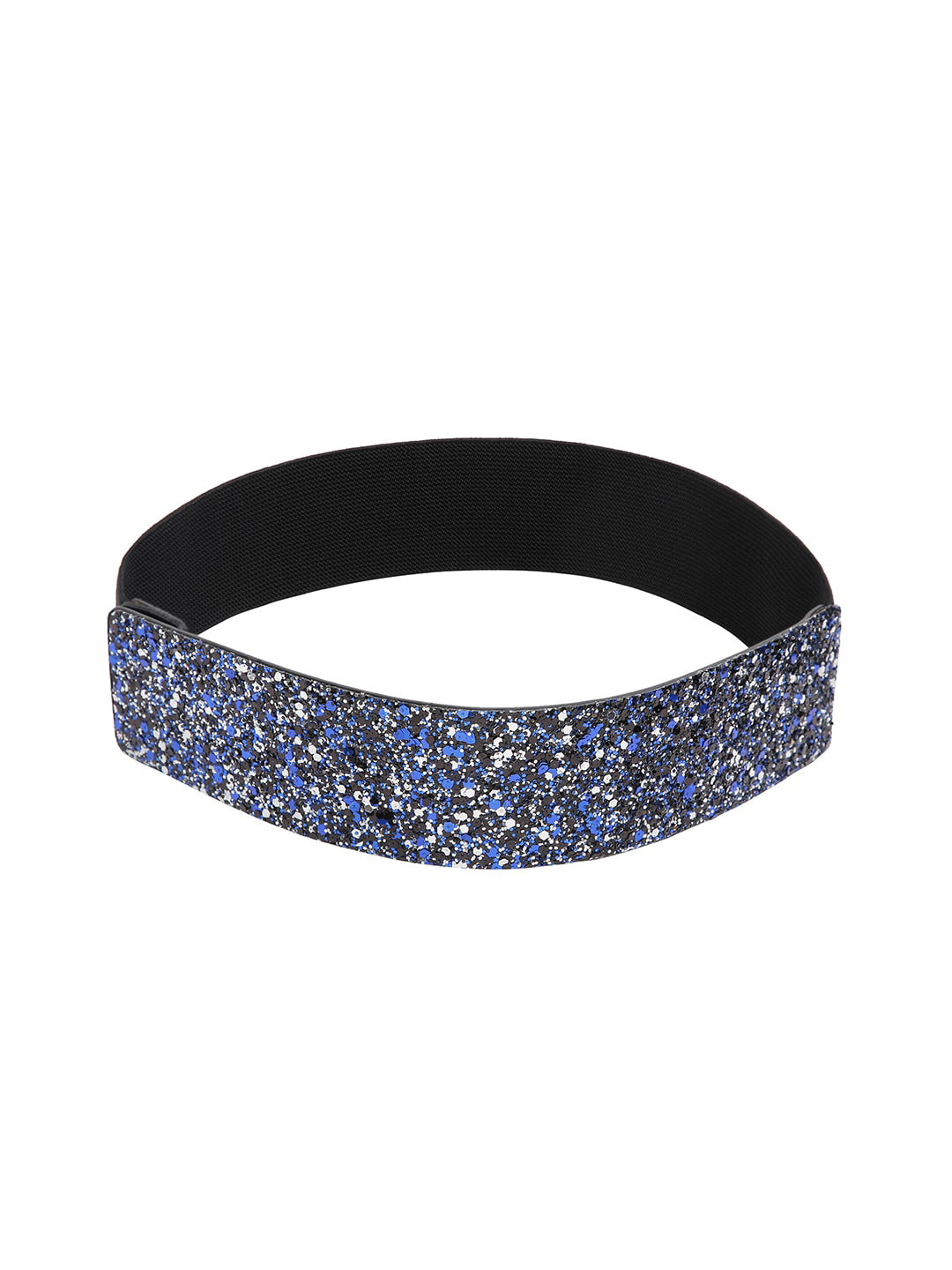 Buy CRUSSET Women Black & Blue Embellished Wide Belt Belts for Women