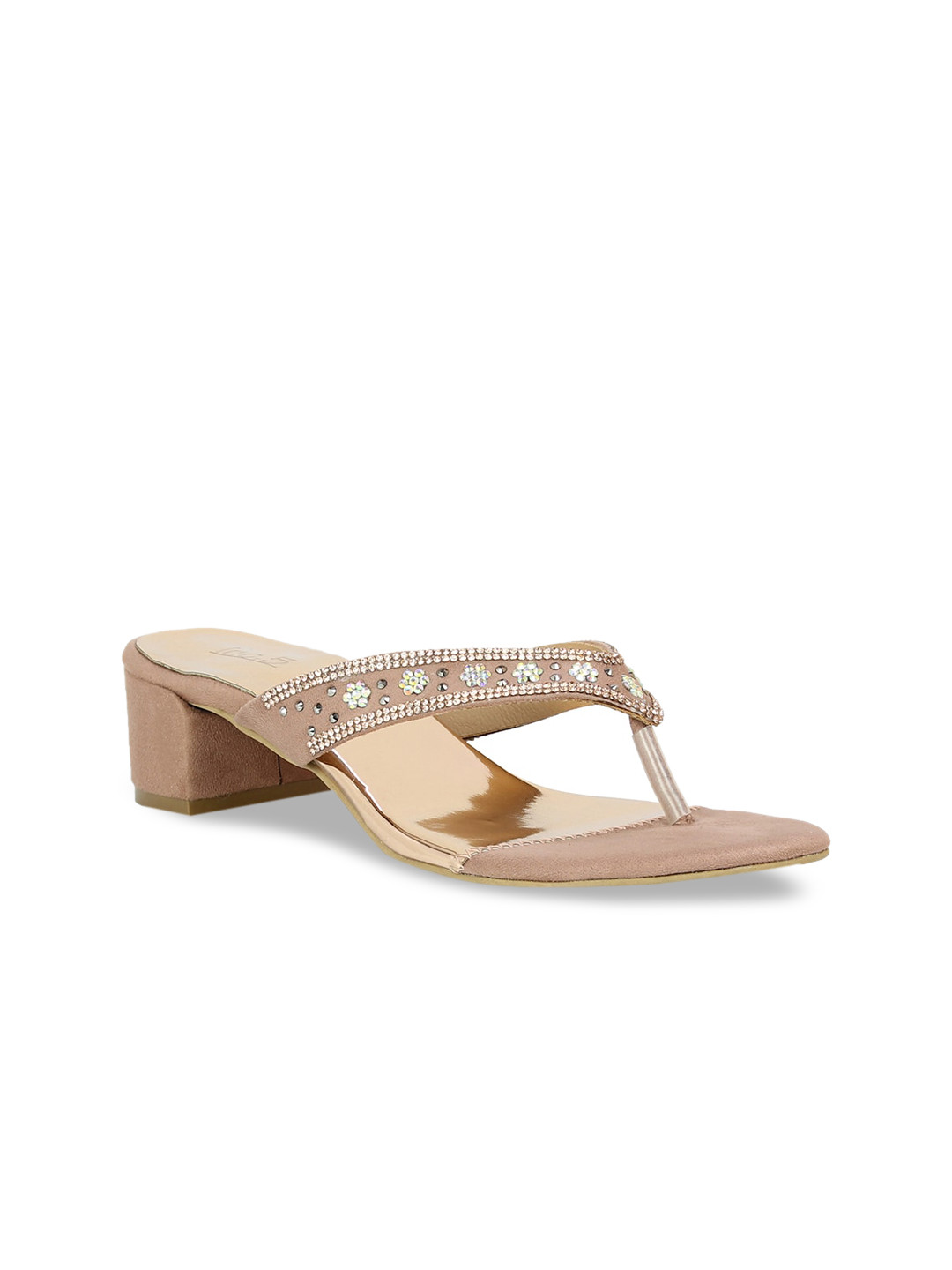 Buy Inc 5 Women Peach Coloured Textured Sandals Heels for Women