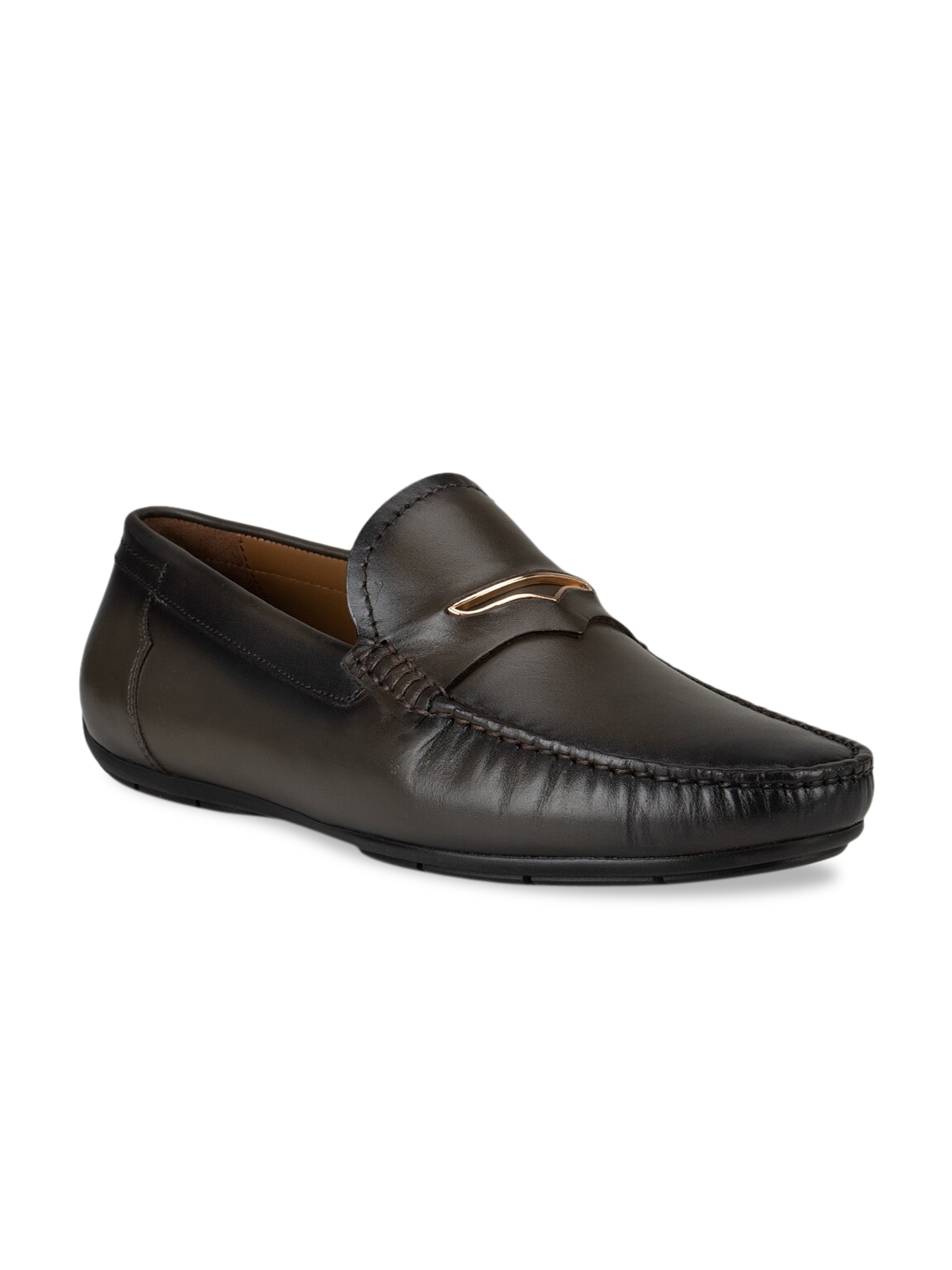 Buy ROSSO BRUNELLO Men Olive Solid Loafers - Formal Shoes for Men ...