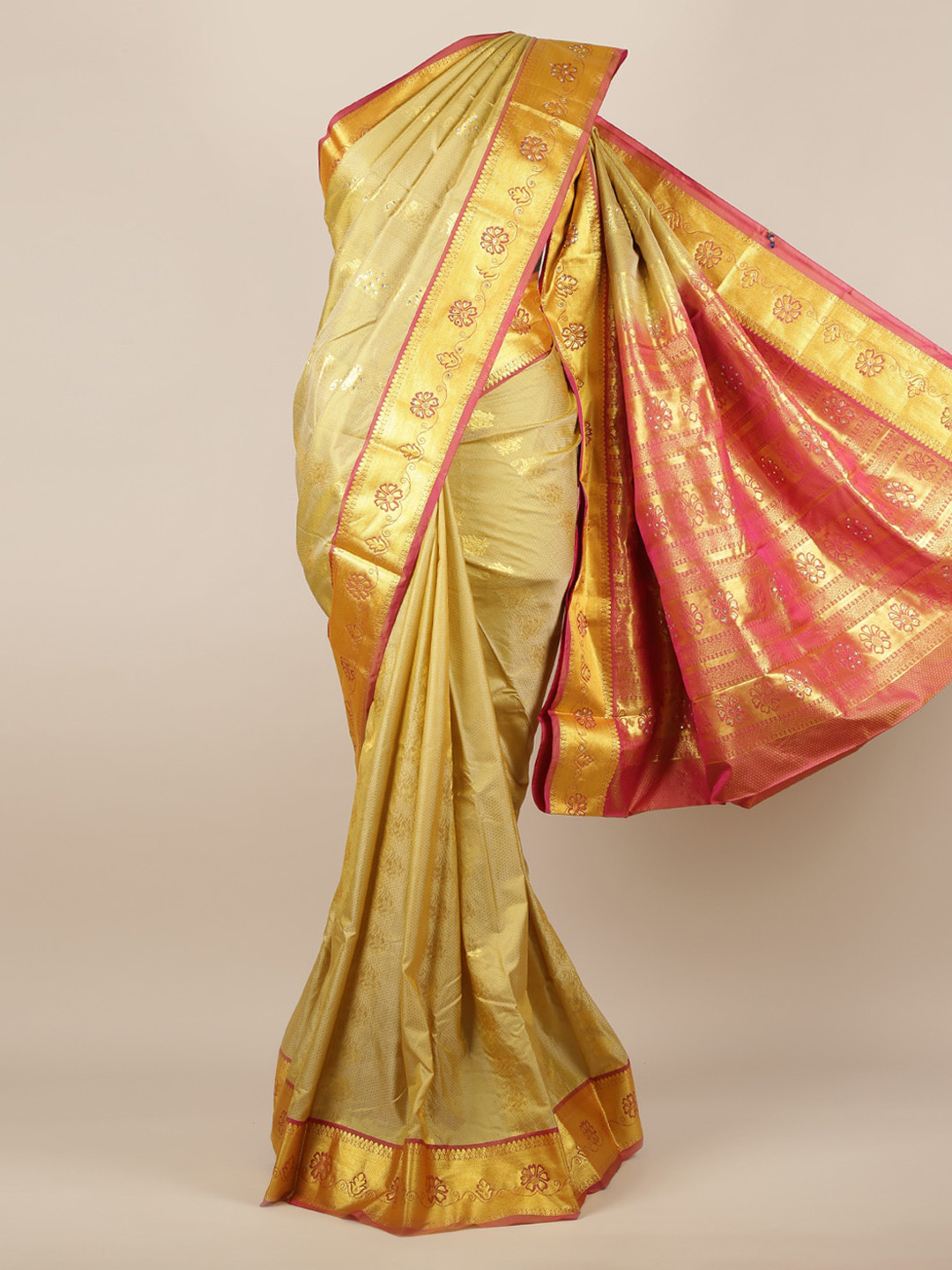 Buy Pothys Gold Toned Woven Design Art Silk Saree Sarees for Women