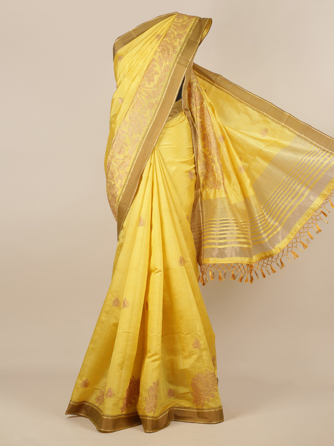 Buy Pothys Yellow Woven Design Jute Silk Saree Sarees for Women