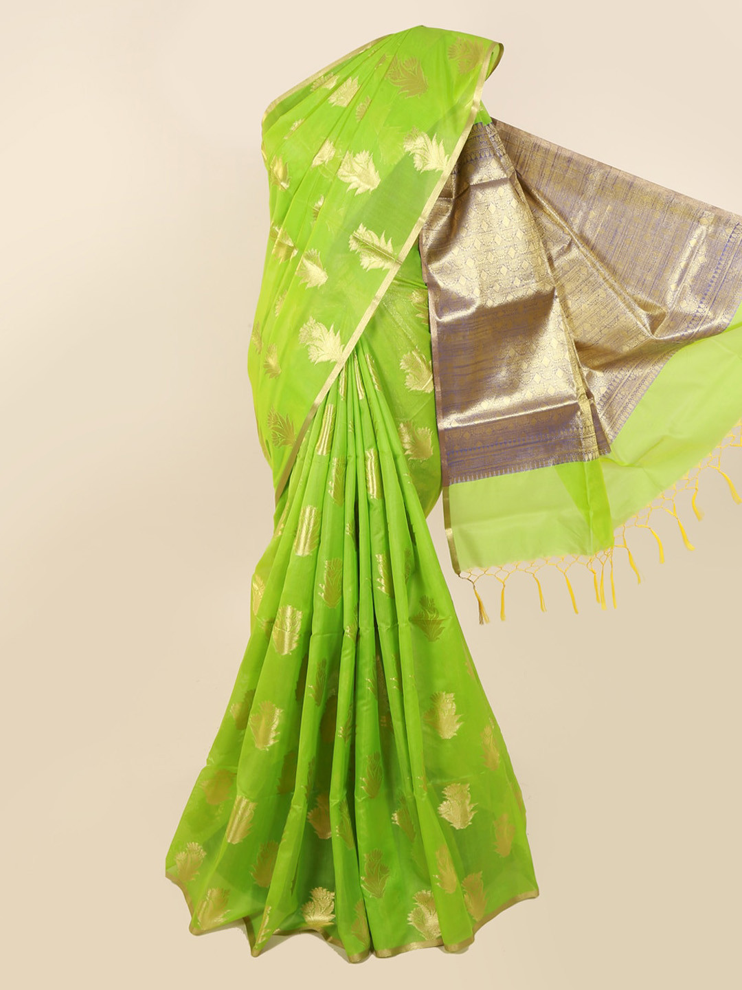 Buy Pothys Green Woven Design Silk Cotton Saree Sarees for Women