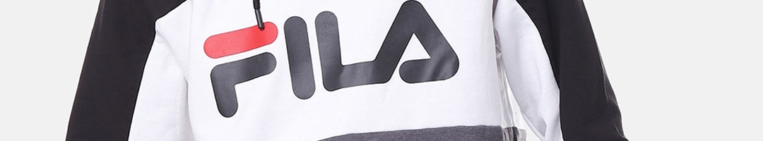 Buy FILA Men Black & White Printed Hooded Sweatshirt - Sweatshirts for ...