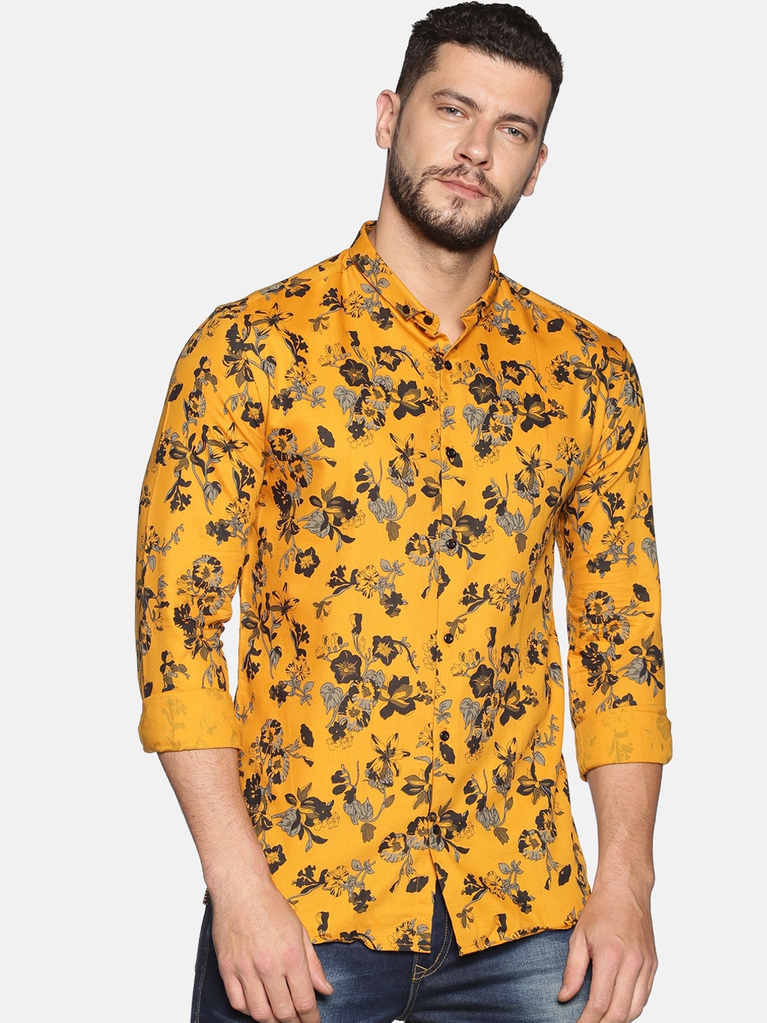 mens yellow and black shirt