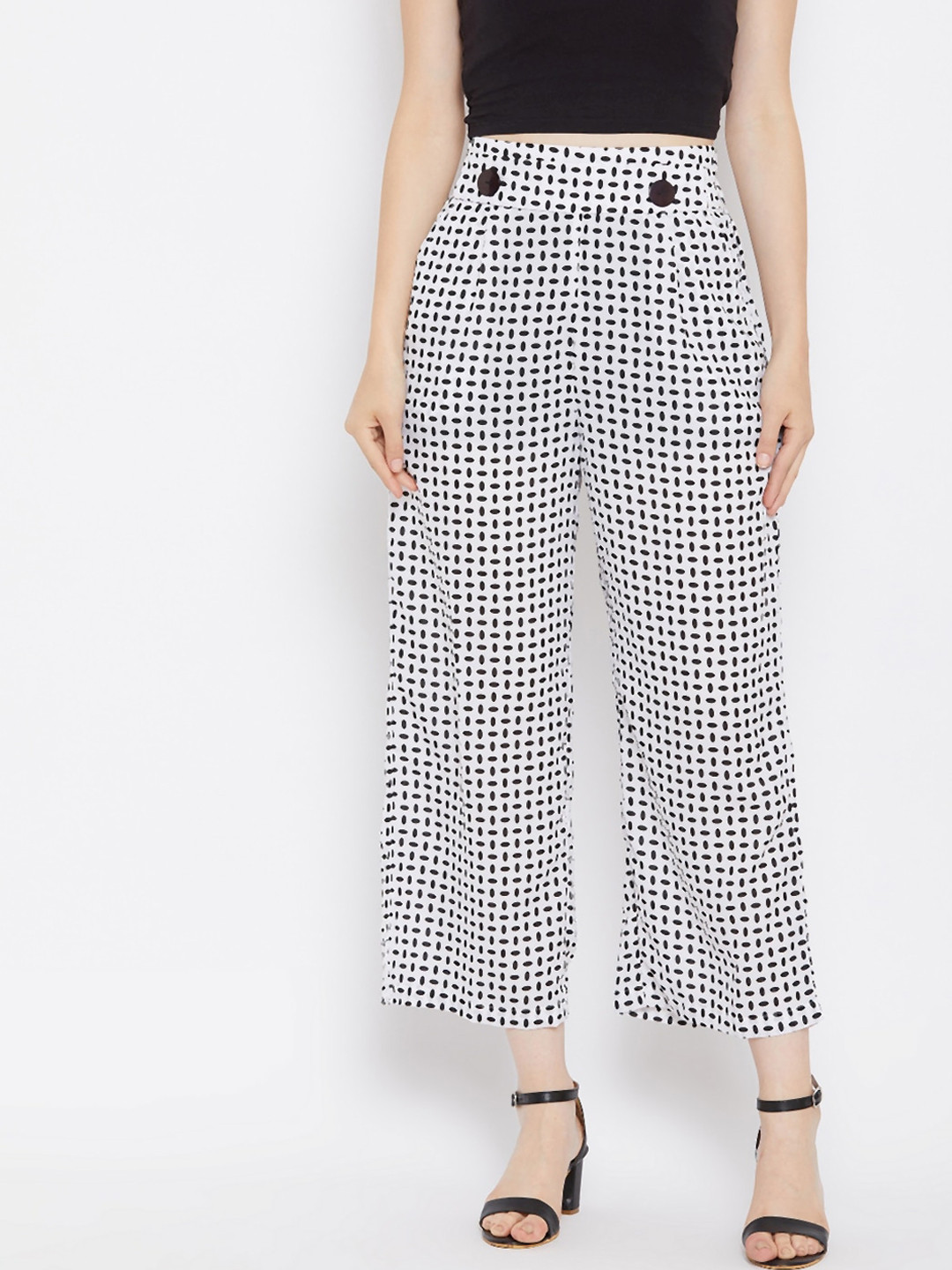 Buy PURYS Women White Flared Checked Parallel Trousers - Trousers for Women 13881608 | Myntra