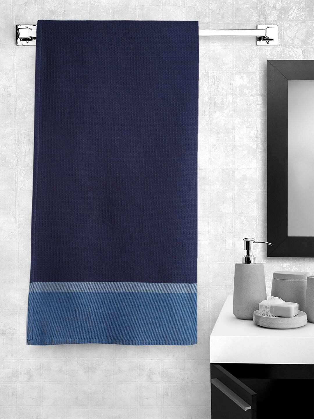 Buy Portico New York Navy Blue Textured 150 GSM Bath Towel Bath Towels for Unisex 13889230