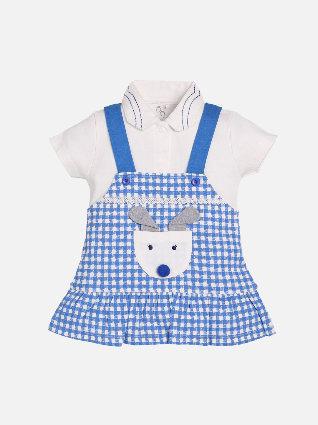 Buy BABY GO Girls Blue & White Checked Cotton Pinafore Dress Dresses for Girls 13896476 Myntra