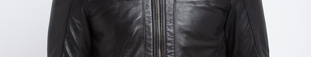 Buy Teakwood Leathers Men Black Solid Lightweight Leather Jacket ...