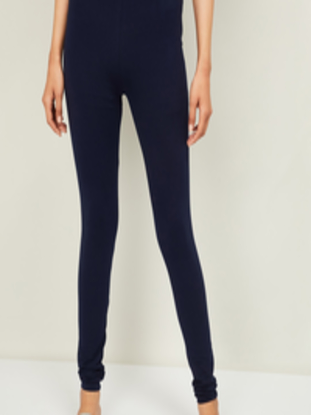 Buy Melange By Lifestyle Women Navy Blue Solid Ankle Length Leggings