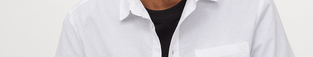 Buy H&M Men White Solid Short Sleeved Cotton Shirt - Shirts for Men ...