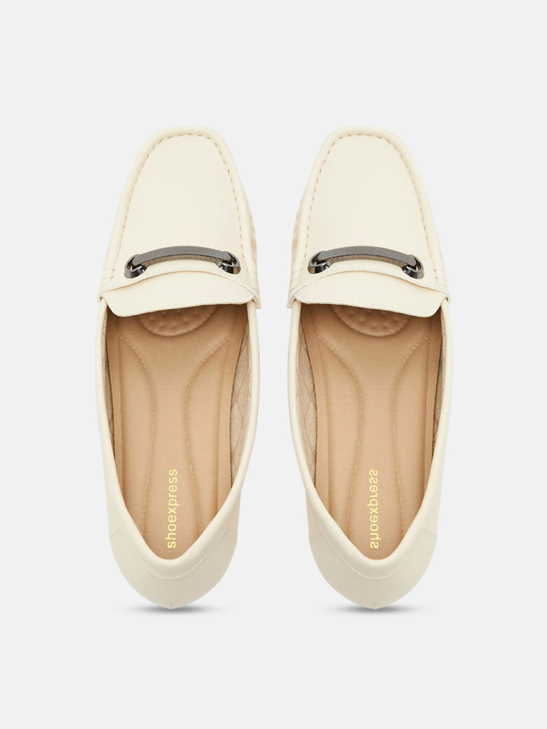 Buy Shoexpress Women Beige Solid Horsebit Loafers Casual Shoes for