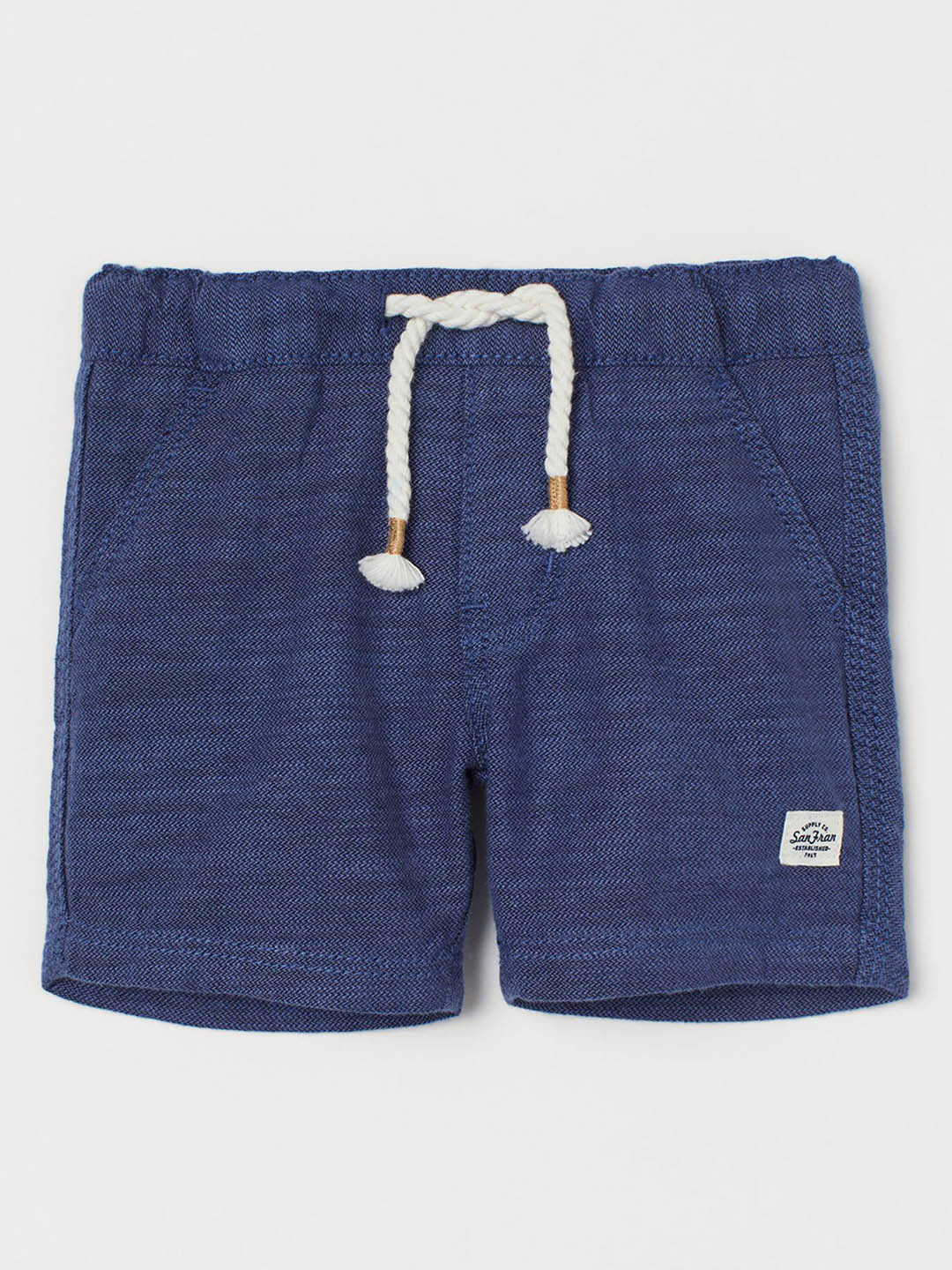 Buy H&M Boys Blue Solid Cotton Slub Weave Shorts Shorts for Boys