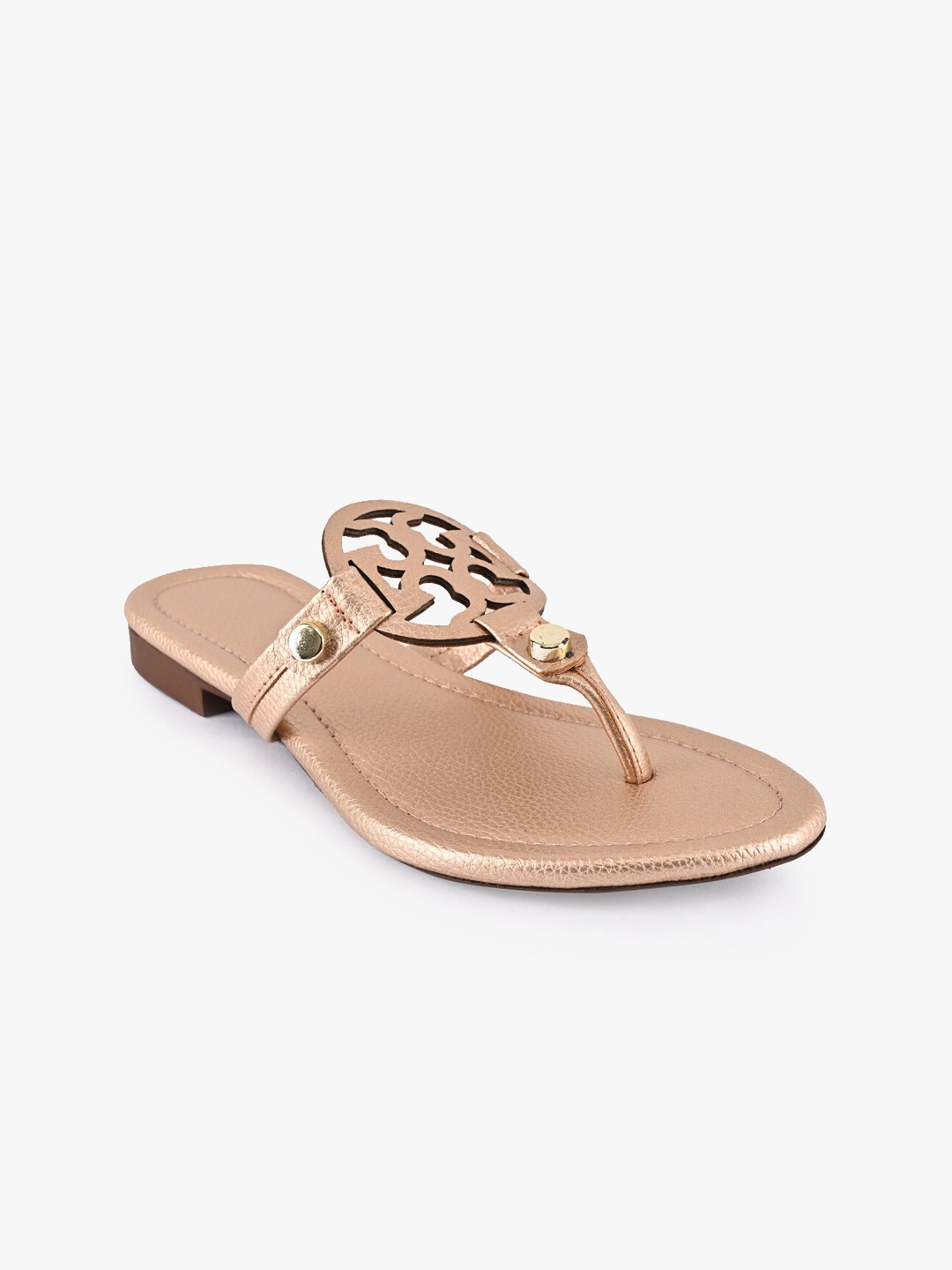 gold t strap flats