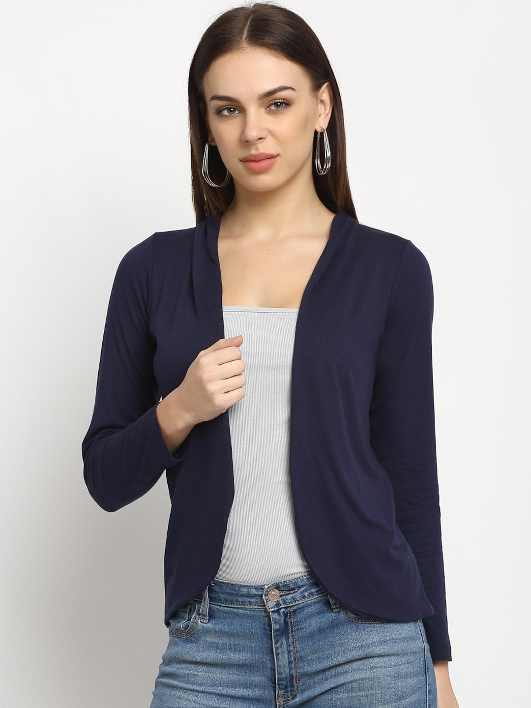 Buy Rute Women Navy Blue Solid Open Front Shrug Shrug for Women