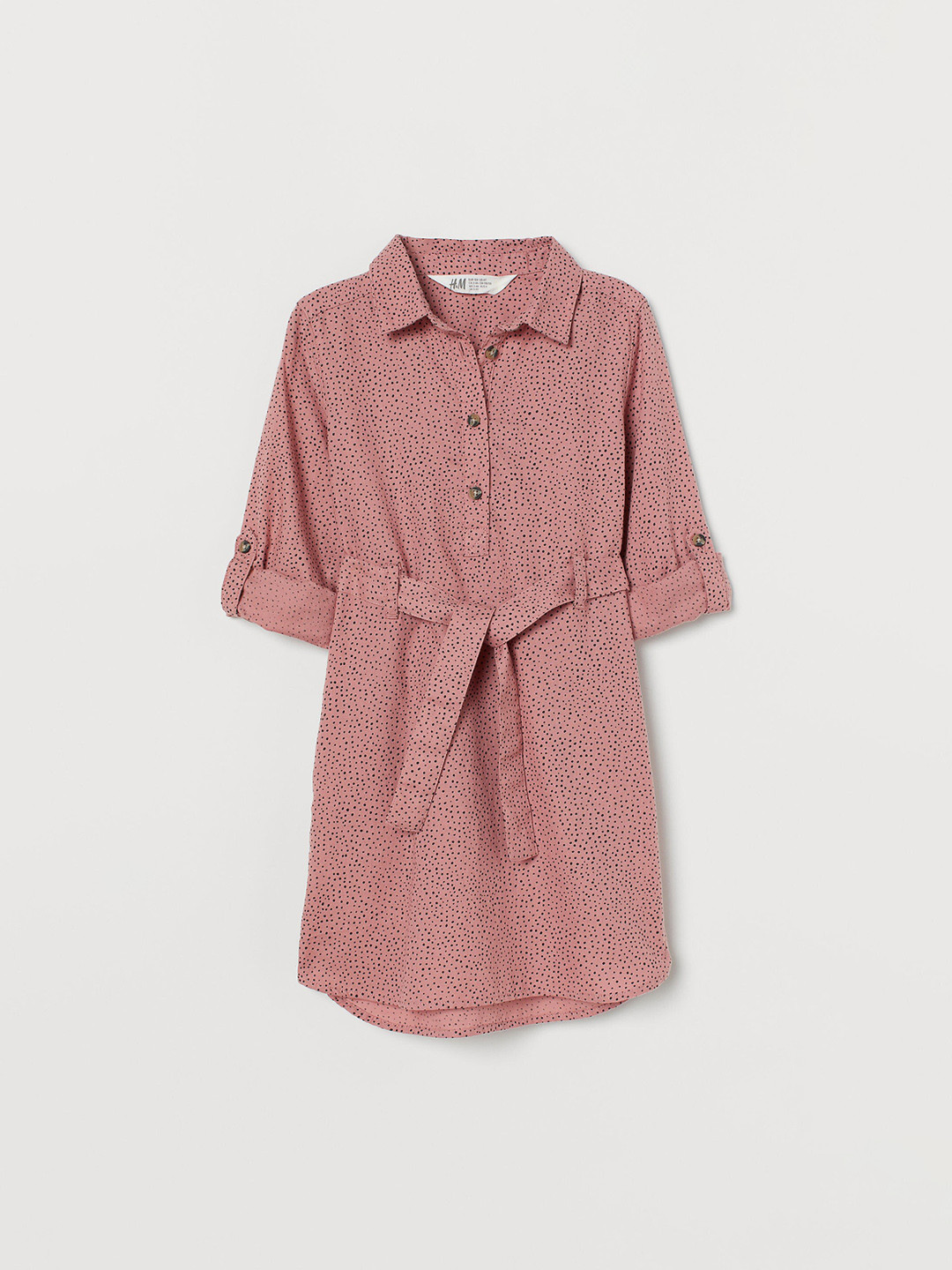 Buy H&M Girls Pink Printed Belted Shirt Dress - Dresses for Girls 13943490 | Myntra