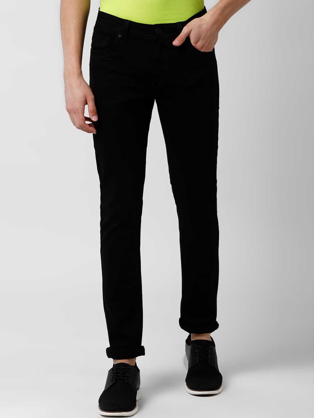 Buy Peter England Casuals Men Black Slim Fit Mid Rise Clean Look Jeans ...