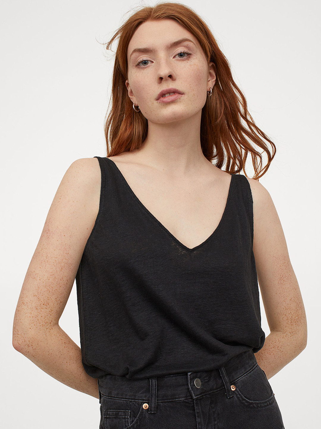 Buy H&M Women Black Solid Linen Vest Top Tops for Women 13964920 Myntra