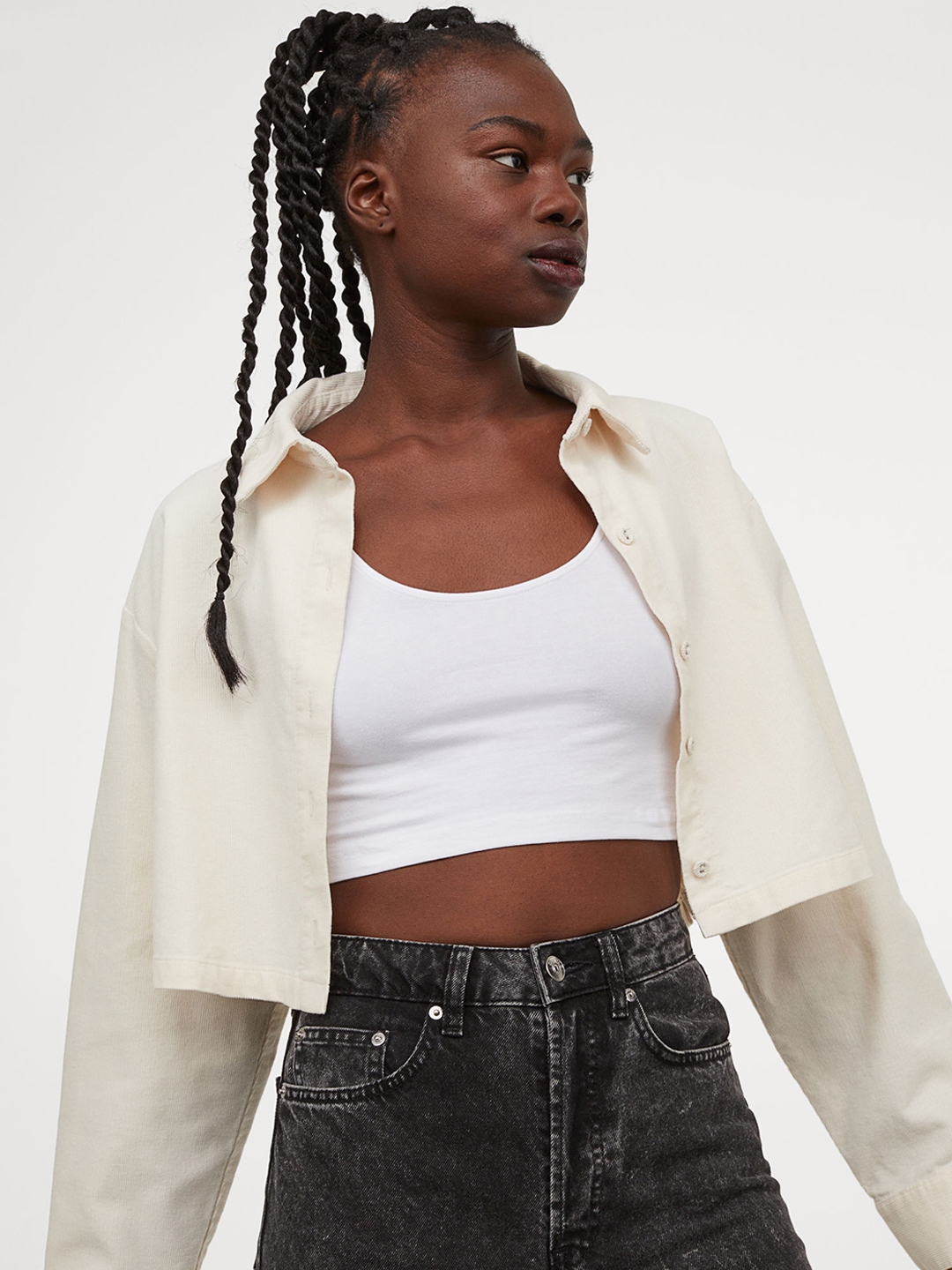 h&m boxy cotton shirt
