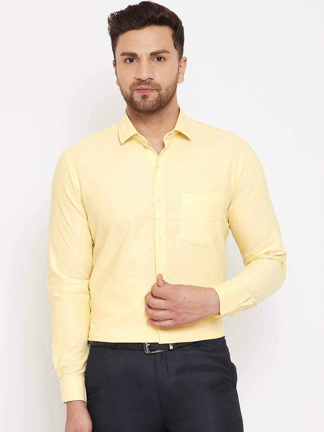 Buy Canary London Men Yellow Slim Fit Solid Formal Shirt - Shirts for ...