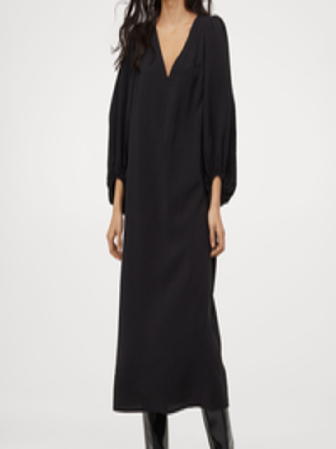 Buy H&M Women Black Solid Balloon Sleeved Dress - Dresses for Women ...