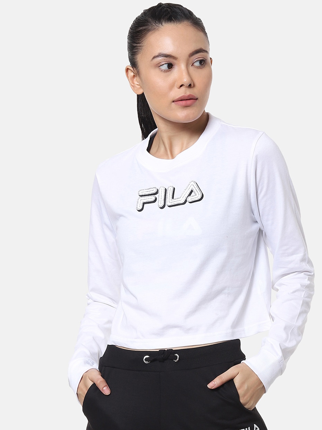 Buy FILA White Brand Logo Printed Regular Top - Tops for Women 13965830 ...