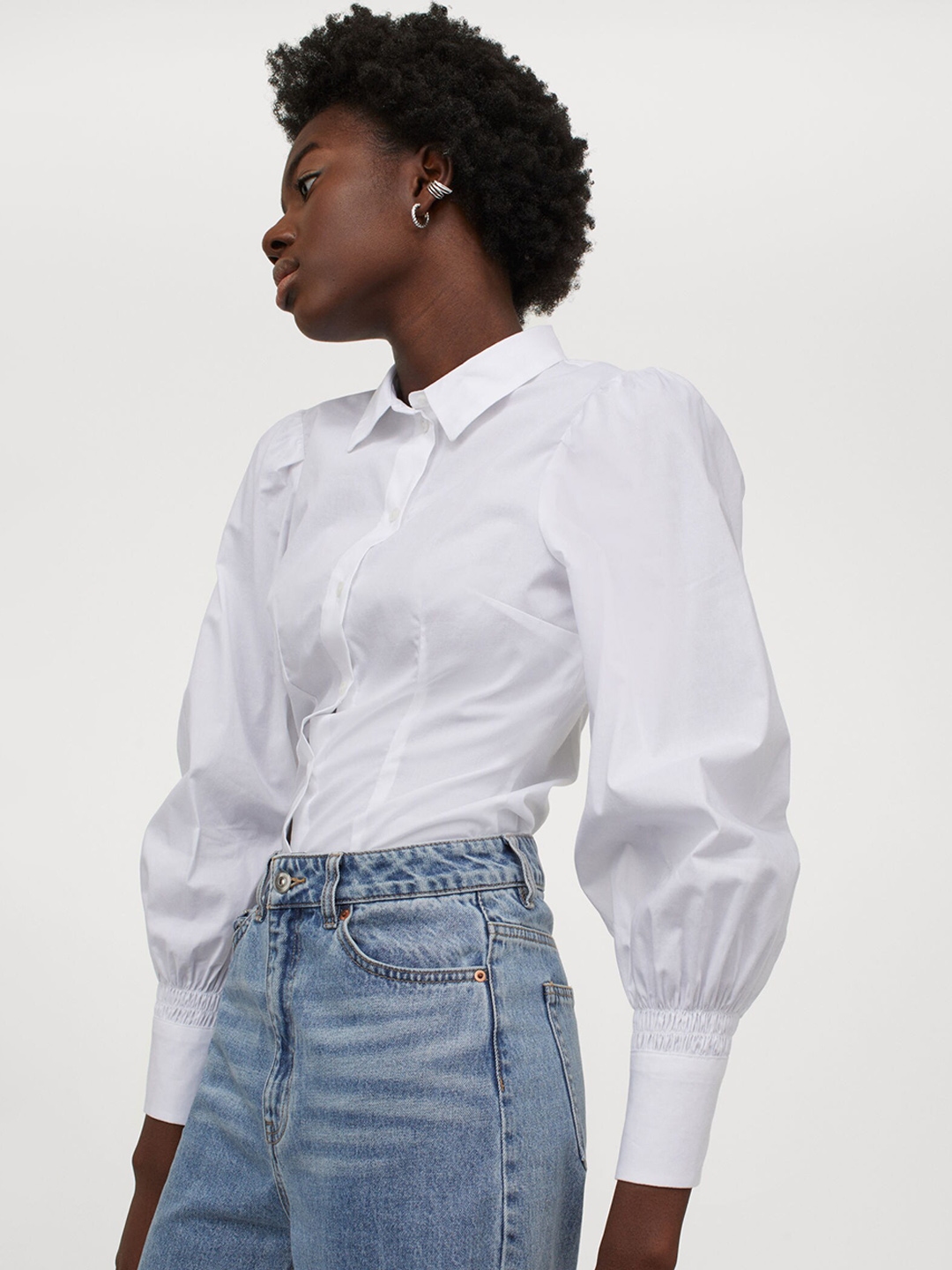 h&m white puff sleeve shirt