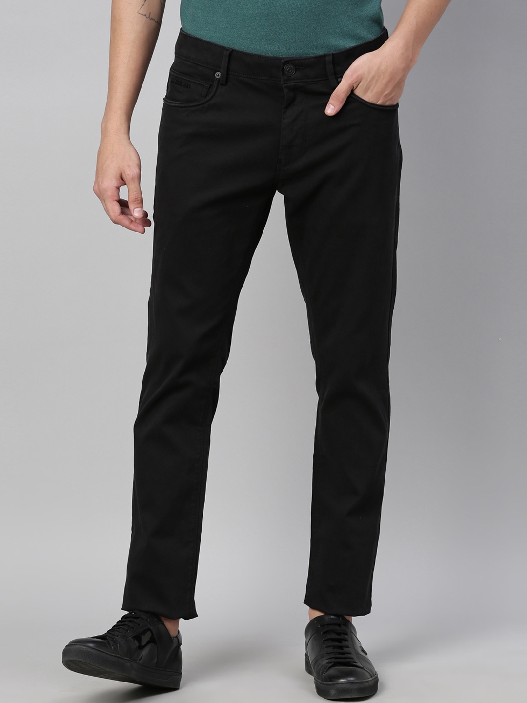 Buy RARE RABBIT Men Black Regular Fit Solid Trousers - Trousers for Men ...