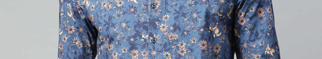 Buy RARE RABBIT Men Blue Regular Fit Floral Printed Casual Shirt ...