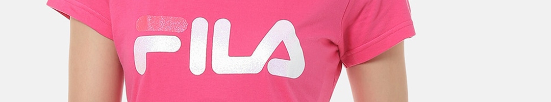Buy FILA Women Pink Printed Round Neck T Shirt - Tshirts for Women ...