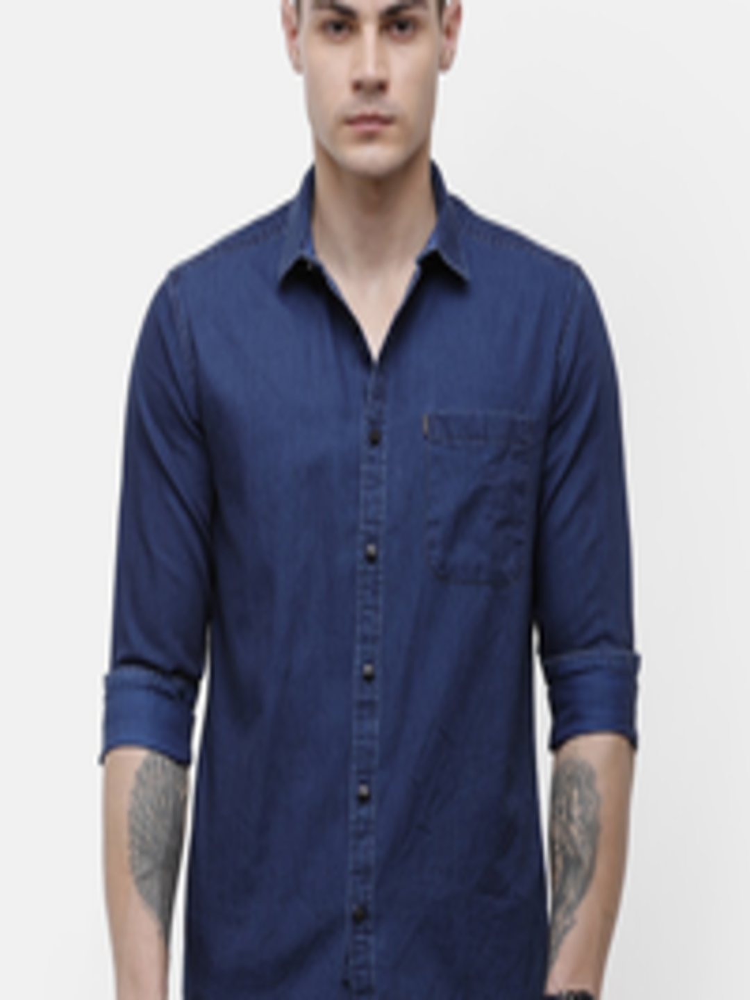Buy Voi Jeans Men Blue Slim Fit Solid Casual Cotton Shirt - Shirts for ...
