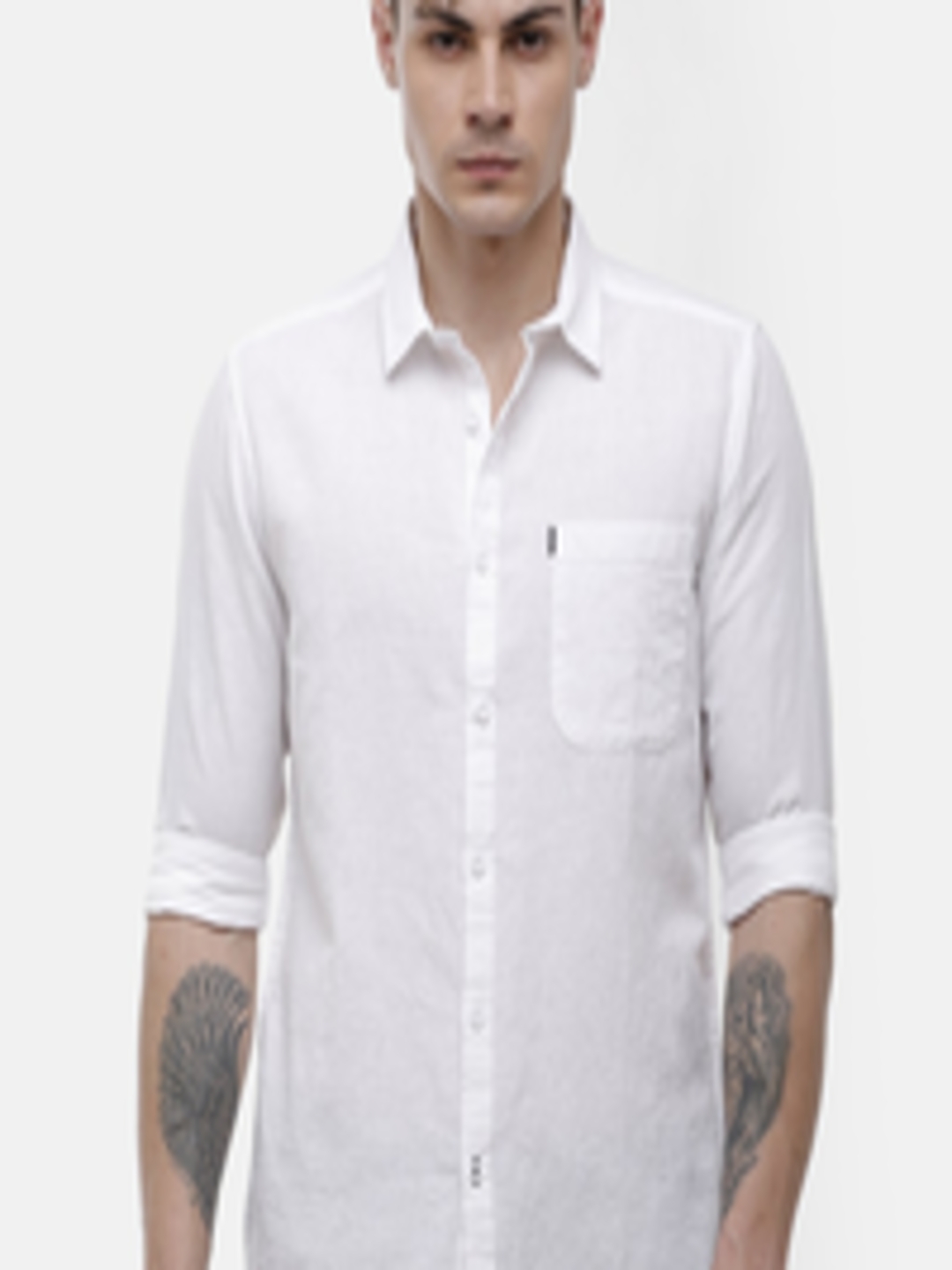 Buy Voi Jeans Men White Slim Fit Solid Casual Shirt - Shirts for Men ...
