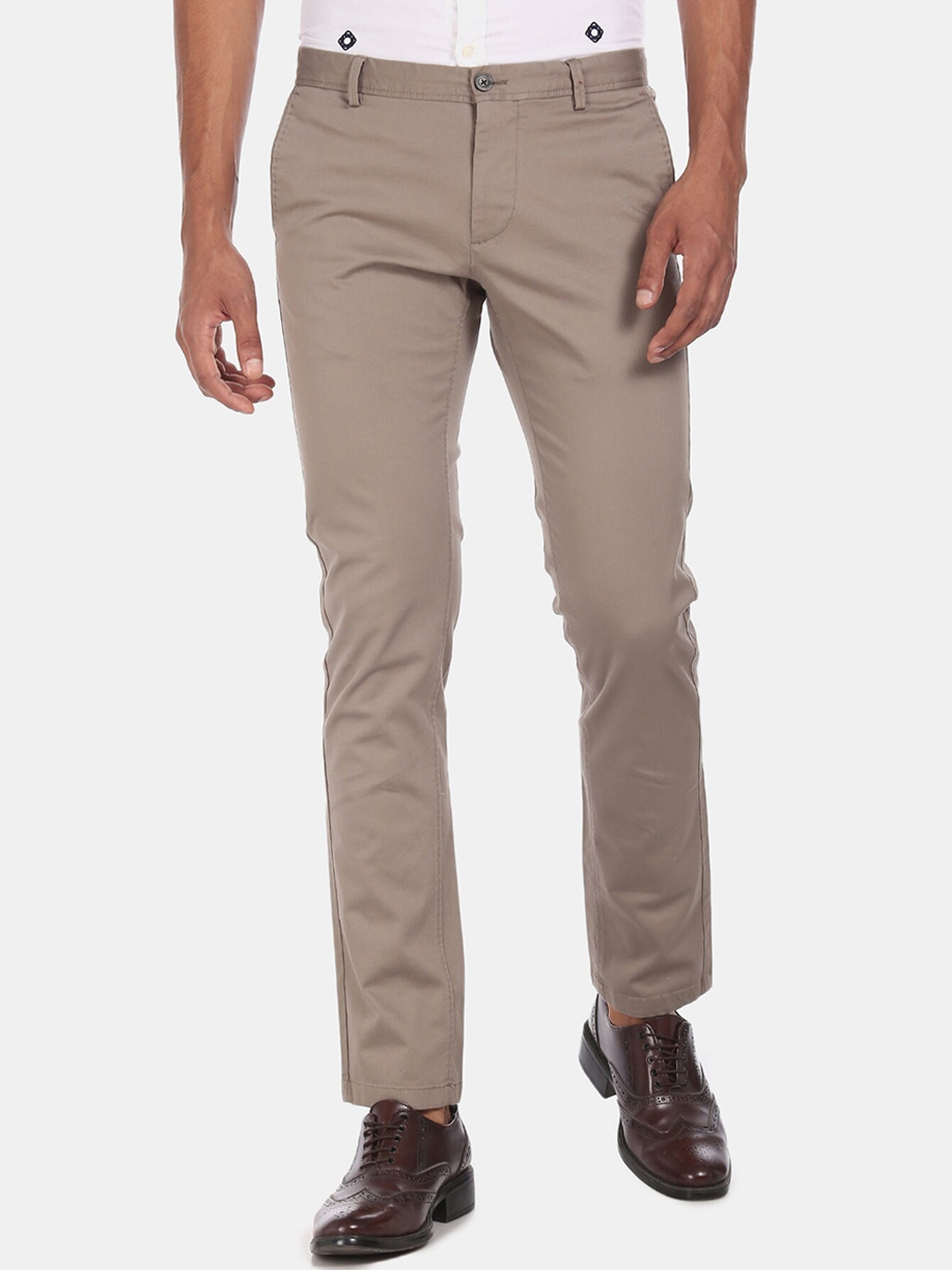 Buy Arrow Sport Men Khaki Regular Fit Solid Chinos - Trousers for Men ...