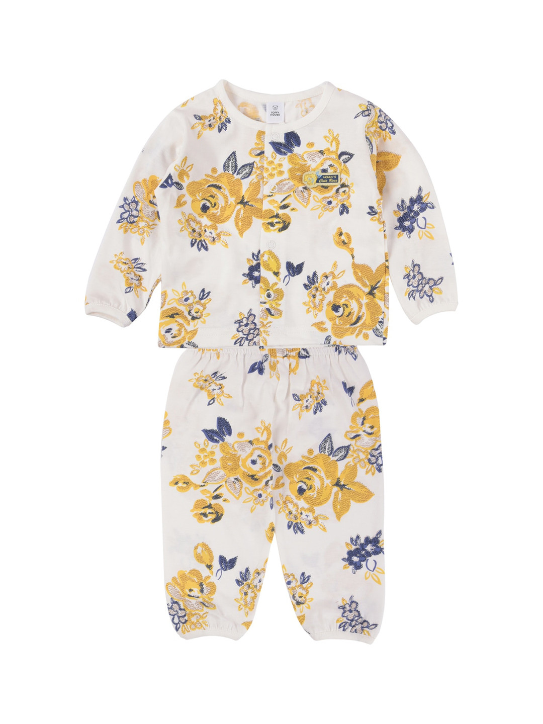 Buy TOFFY HOUSE Girls White & Blue Printed Night Suit Night Suits for