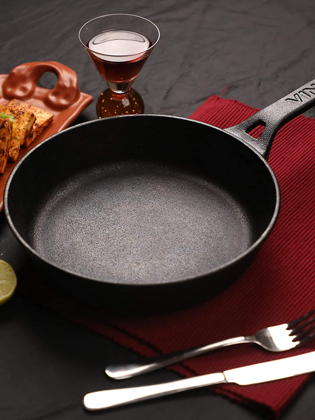 Buy Vinod Black Pre Seasoned Cast Iron Induction Friendly 24 Cm Frying