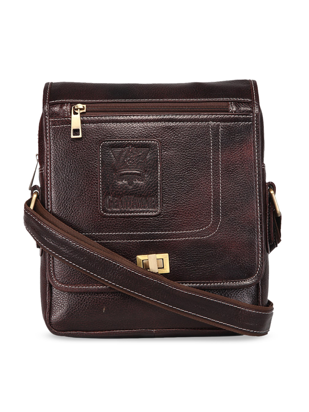 Buy GENWAYNE Men Brown Solid Messenger Bag Messenger Bag for Men