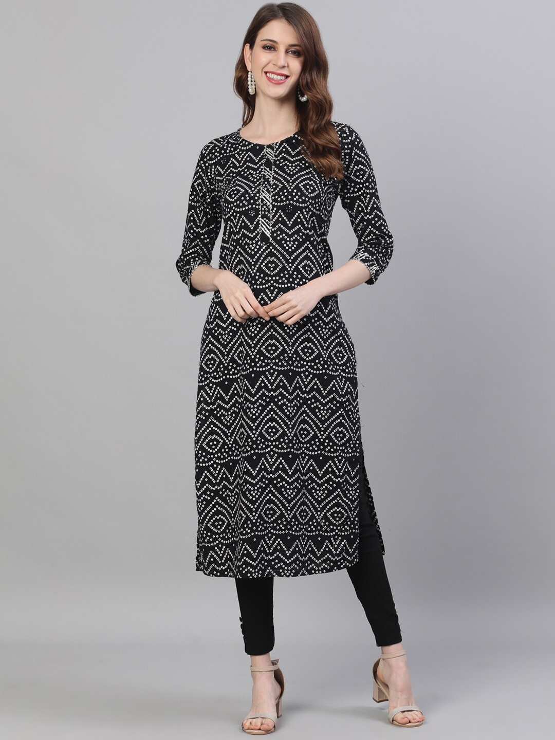 black bandhani kurti