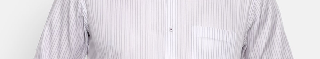 Buy Van Heusen Men White & Purple Regular Fit Striped Formal Cotton ...