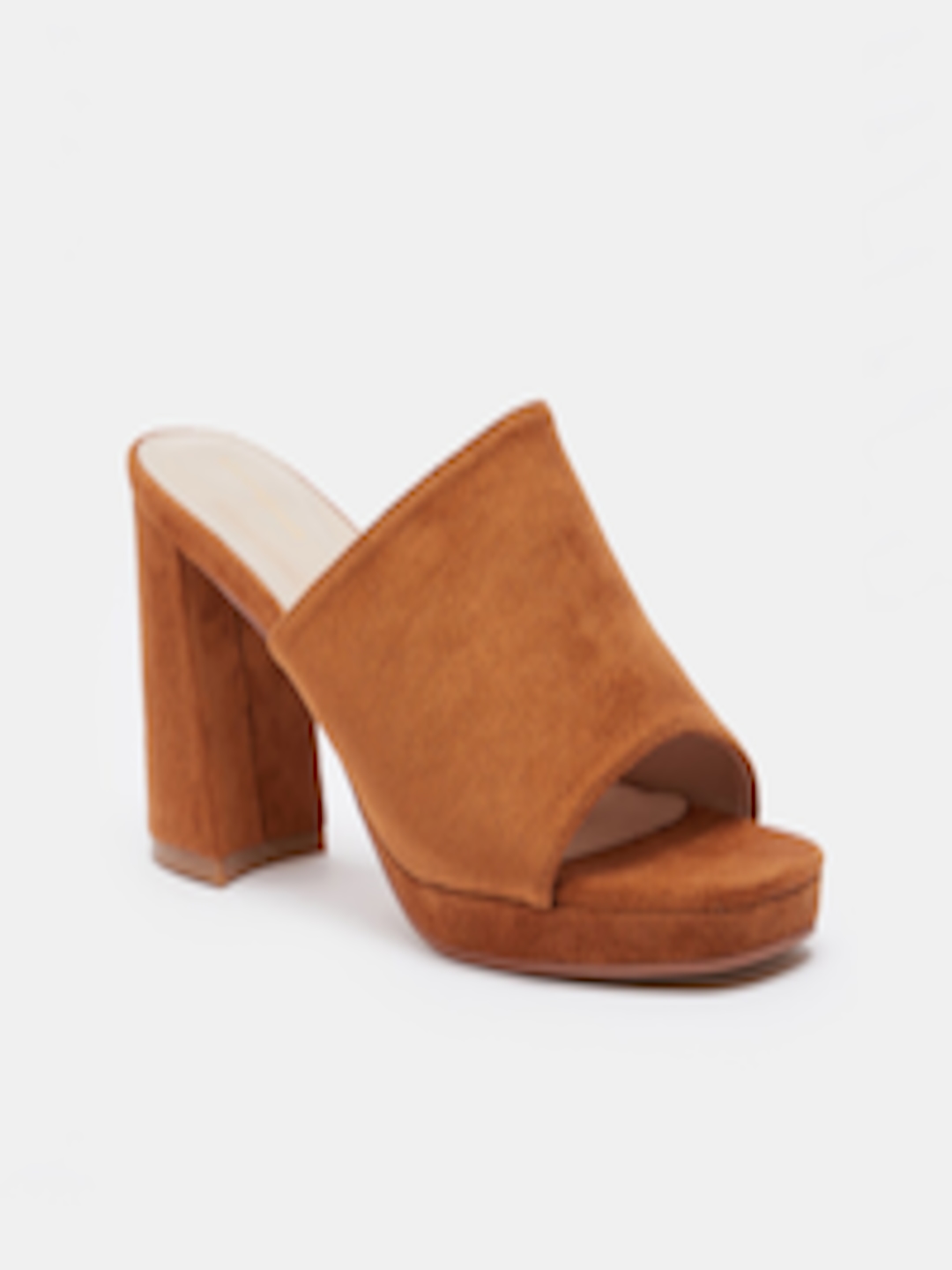 Buy Shoexpress Women Tan Brown Solid Mules - Heels for Women 13824330